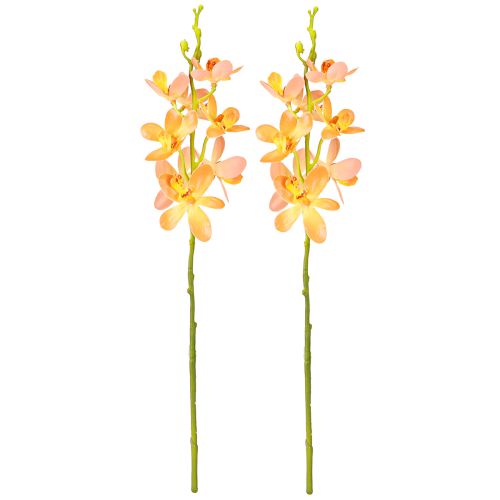 Article Branche d&#39;orchidée artificielle 8 fleurs orange L38cm 2pcs