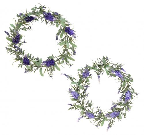 Floristik24 Couronne de fleurs artificielles lavande Couronne de lavande méditerranéenne Ø35cm 2pcs