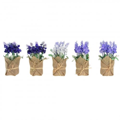 Article Lavande artificielle fleur artificielle lavande dans un sac de jute blanc/violet/bleu 17cm 5pcs