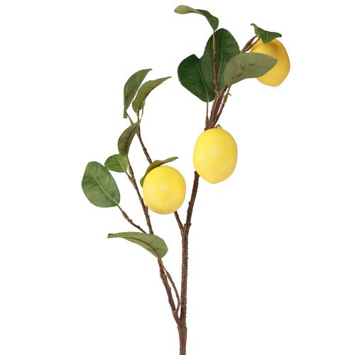 Branche de citron artificielle branche décorative avec 3 citrons jaunes 65cm