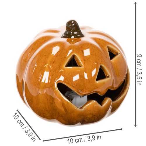 Citrouille décorative en céramique LED orange 10 cm pour Halloween | Floristik24.fr