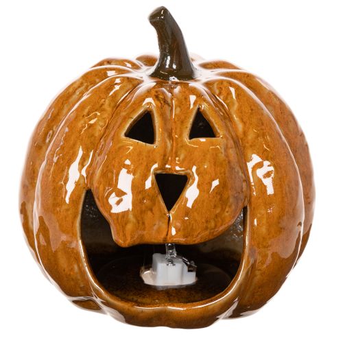 Citrouille décorative en céramique 15 cm avec éclairage LED pour Halloween | Floristik24.fr