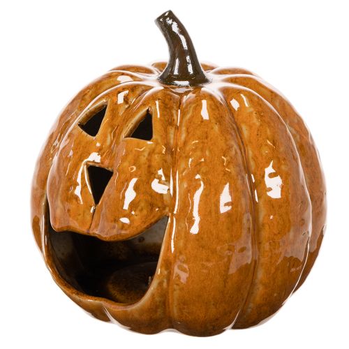 Citrouille décorative en céramique 15 cm avec éclairage LED pour Halloween | Floristik24.fr