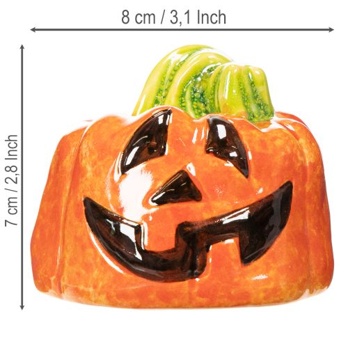 Figurine décorative de citrouille en céramique pour l'automne et Halloween, 8 cm | Floristik24.fr