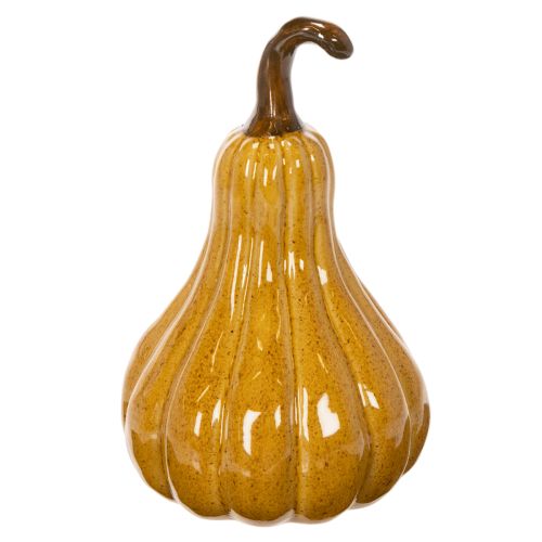 Citrouille décorative en céramique 18cm jaune foncé pour Halloween