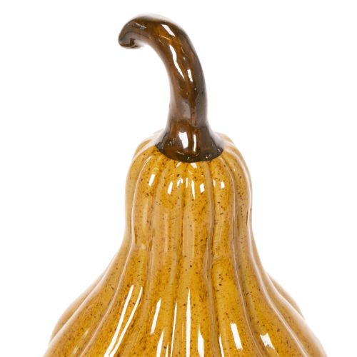 Citrouille décorative en céramique 18cm jaune foncé pour Halloween | Floristik24.fr