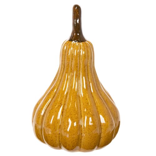 Citrouille décorative en céramique 18cm jaune foncé pour Halloween | Floristik24.fr