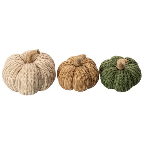 Article Citrouilles décoratives en textile tricoté 10 cm 6 pièces couleurs automnales