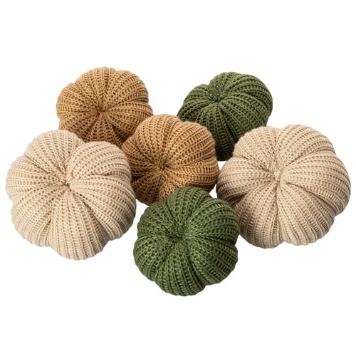 Citrouilles décoratives en textile tricoté 10 cm 6 pièces couleurs automnales | Floristik24.fr