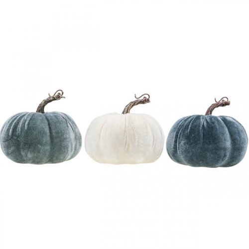 Article Décoration citrouille automne beige gris floqué H11cm Ø12cm 3 pcs