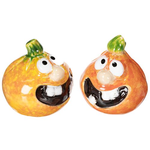 Figurine de citrouille décorative, 6 cm, lot de 2, idéale pour une décoration d'automne amusante.