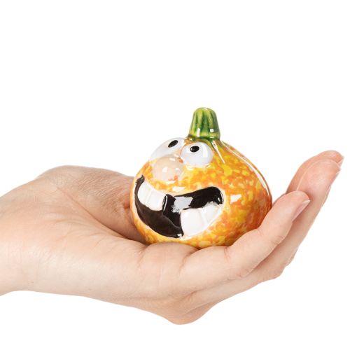 Figurine de citrouille décorative, 6 cm, lot de 2, idéale pour une décoration d'automne amusante. | Floristik24.fr