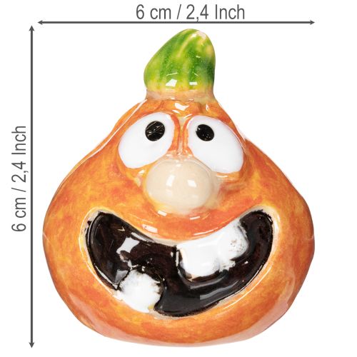 Figurine de citrouille décorative, 6 cm, lot de 2, idéale pour une décoration d'automne amusante. | Floristik24.fr