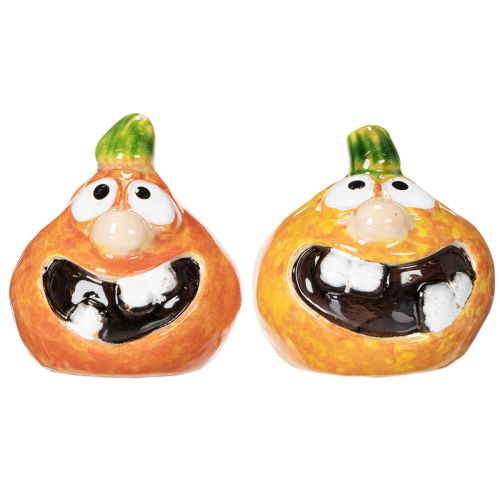 Figurine de citrouille décorative, 6 cm, lot de 2, idéale pour une décoration d'automne amusante. | Floristik24.fr