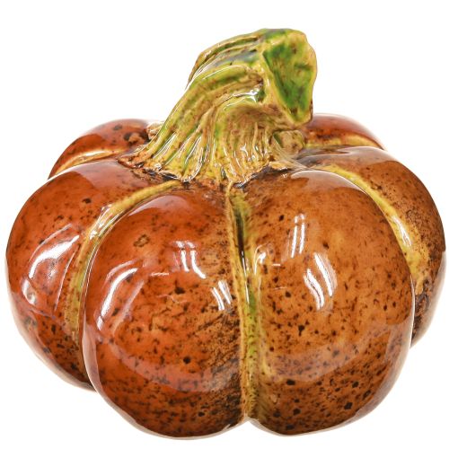 Article Citrouilles décoratives d&#39;automne en céramique marron orange 10/13 cm 2 pièces