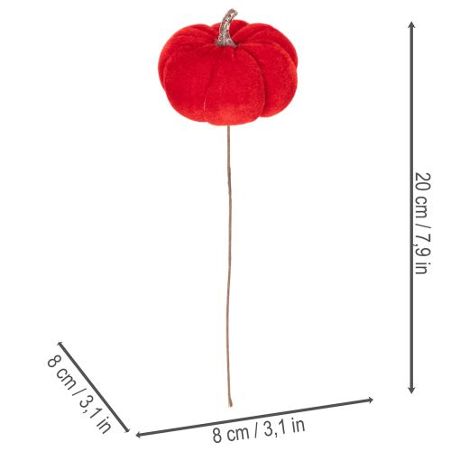 Décoration citrouilles en velours sur fil métallisé, 8 cm, set de 9, couleurs rouge, orange et jaune, intérieur | Floristik24.fr