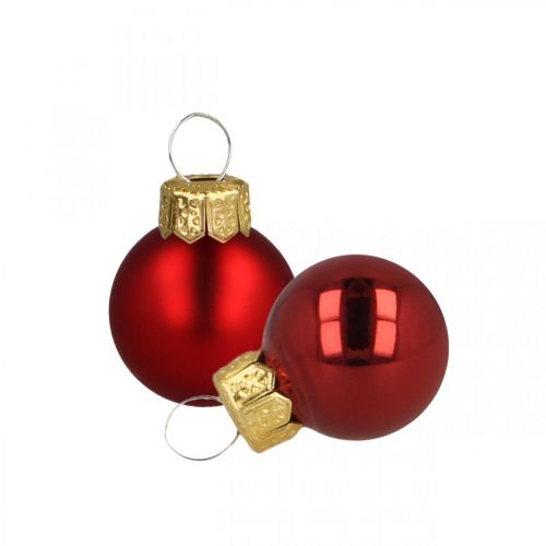 Floristik24 Mini boules de Noël en verre rouge mat/brillant Ø2cm 44 pièces