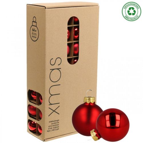 Floristik24 Boules de Noël en verre boules de verre rouge mat/brillant Ø4cm 60 pièces