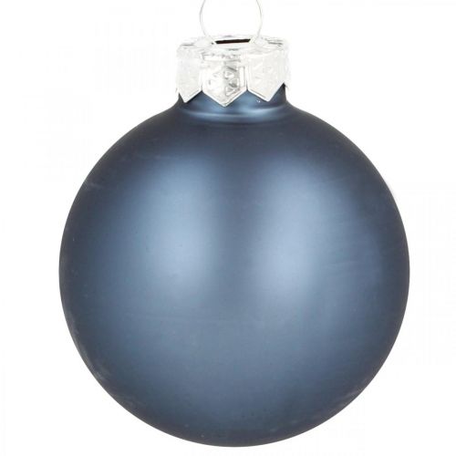 Article Boules de Noël en verre bleu mat brillant Ø5,5cm 26pcs