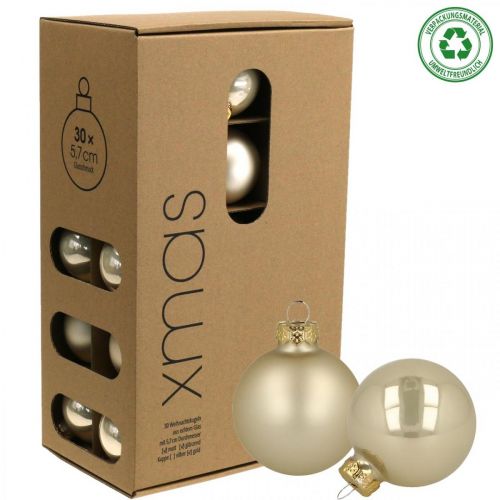Floristik24 Boules de Noël en verre crème mat brillant Ø5.5cm 26pcs