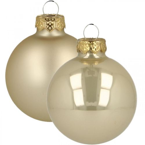 Floristik24 Boules de Noël en verre crème mat brillant Ø5.5cm 26pcs