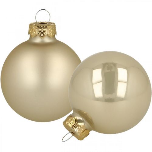 Floristik24 Boules de Noël en verre crème mat brillant Ø5.5cm 26pcs