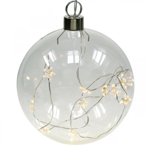 Floristik24 Boule de Noël Boule LED Ø12cm 15L intérieur blanc chaud minuterie