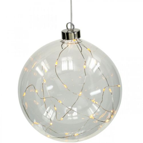 Floristik24 Boule de Noël boule LED Ø10cm 15L intérieur blanc chaud timer