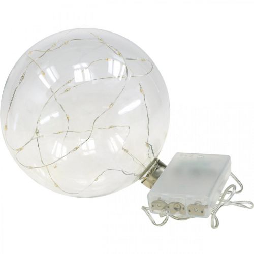 Floristik24 Boule de Noël Boule LED Ø15cm 30L intérieur minuteur blanc chaud