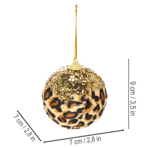 Boules de Noël motif léopard avec paillettes dorées 7 cm par 3 | Floristik24.fr