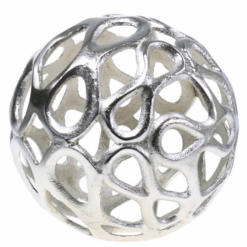 Floristik24 Sphère décorative en métal percé argent Ø20cm