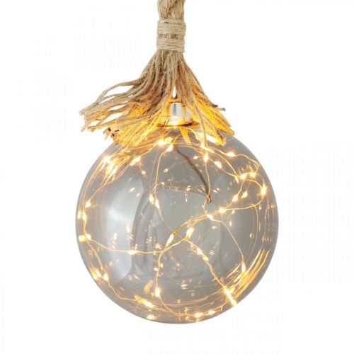 Floristik24 Boule lumineuse d'intérieur boule LED avec corde Ø14cm 30L blanc chaud