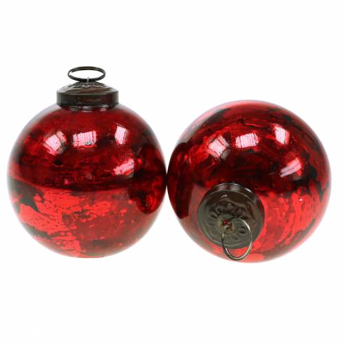Décorations pour sapin de Noël Boule de Noël en verre rouge Ø10cm 4pcs | Floristik24.fr