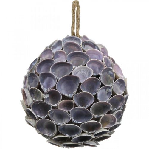 Floristik24 Boule coquillage Décoration maritime avec coquillages Boule déco violette Ø12cm