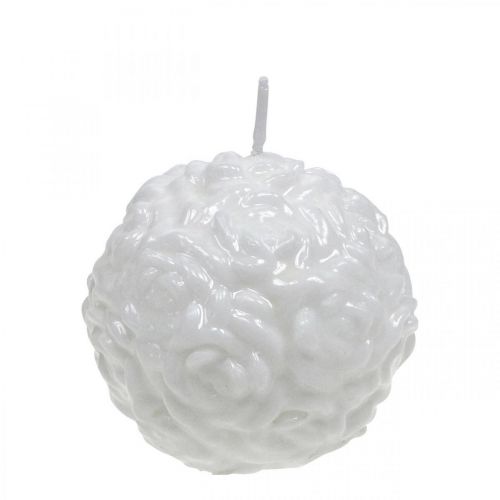 Floristik24 Bougie boule roses bougie ronde décoration bougie blanche Ø7cm