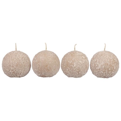 Bougies boule 8 cm bougies rondes beige boule de neige paillettes 4 pièces