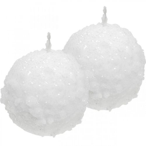 Floristik24 Bougies de l'Avent, bougies boules, bougies boules de neige 80mm 4 pcs