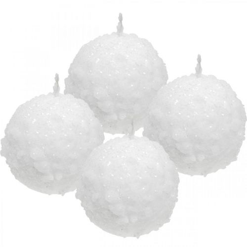 Floristik24 Bougies de l'Avent, bougies boules, bougies boules de neige 80mm 4 pcs