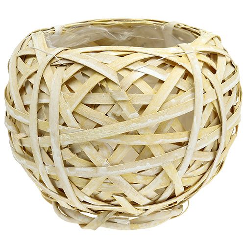 Floristik24 Pot de fleurs boule en lanières Ø 23 cm H. 19 cm, jaune