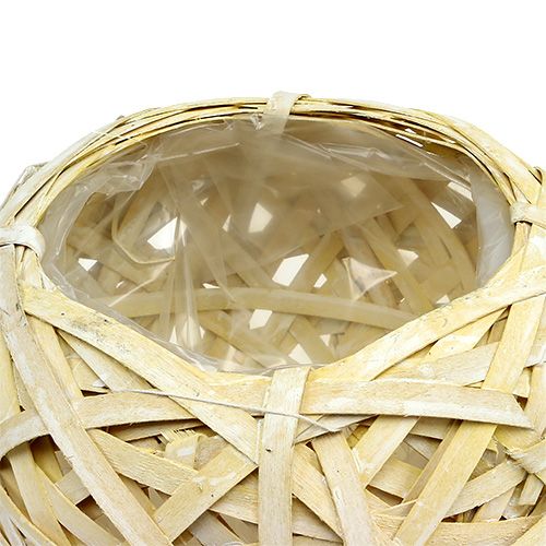 Floristik24 Pot de fleurs boule en lanières Ø 23 cm H. 19 cm, jaune