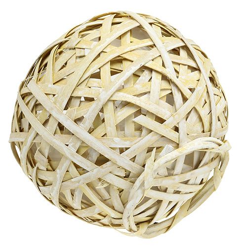 Floristik24 Pot de fleurs boule en lanières Ø 23 cm H. 19 cm, jaune