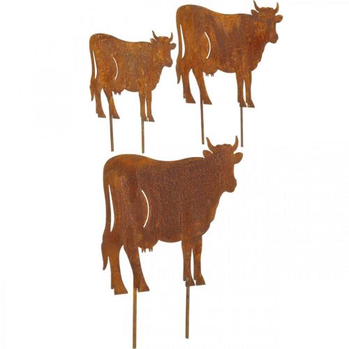 Floristik24 Vaches, bouchon métal vache, déco jardin, patine L14.5/19/24cm lot de 3