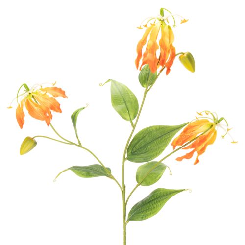 Kunstblume Gloriosa orange 80 cm avec longues tiges pour vase 3 pièces