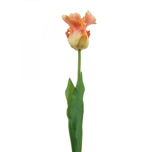Article Fleur artificielle, tulipe perroquet orange, fleur de printemps 63cm