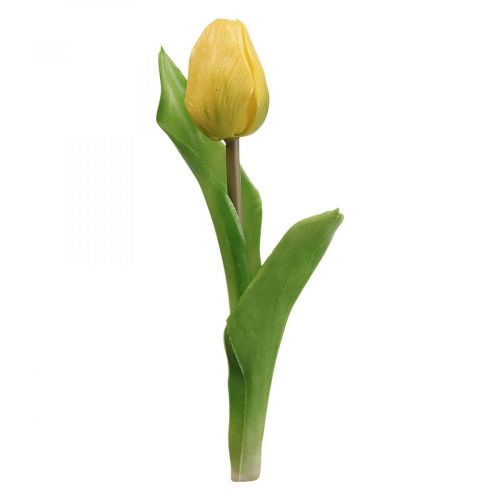Fleur artificielle tulipe jaune Real Touch fleur de printemps H21cm