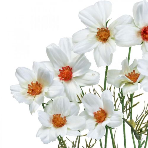 Article Fleurs artificielles Cosmea fleurs en soie blanche H51cm 3 pcs