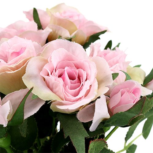 Floristik24 Fleurs artificielles bouquet de roses roses L 26 cm 3 p.