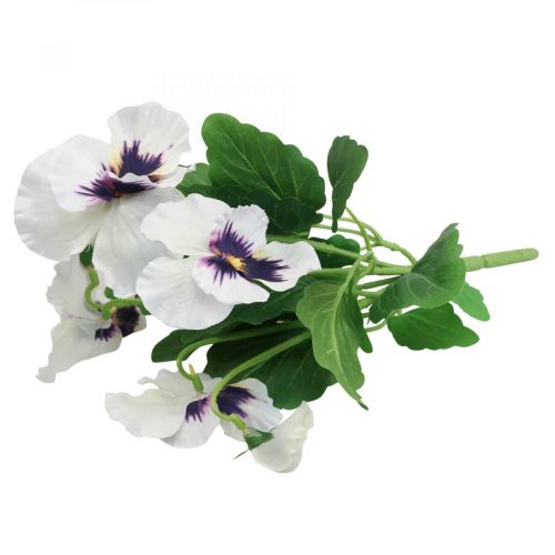 Article Fleurs Artificielles, Fleurs en Soie, Pensées Violet Blanc 29cm