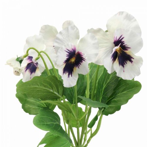 Floristik24 Fleurs Artificielles, Fleurs en Soie, Pensées Violet Blanc 29cm