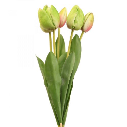 Fleurs artificielles vert tulipe, fleur printanière 48cm lot de 5